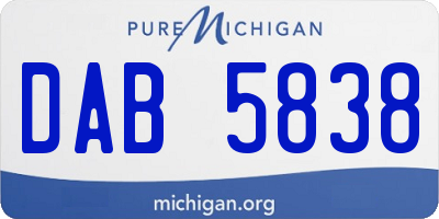 MI license plate DAB5838