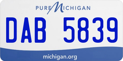 MI license plate DAB5839