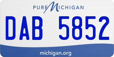 MI license plate DAB5852