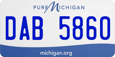 MI license plate DAB5860