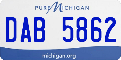 MI license plate DAB5862