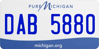 MI license plate DAB5880