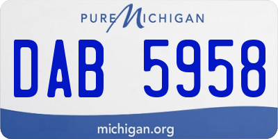 MI license plate DAB5958