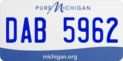 MI license plate DAB5962
