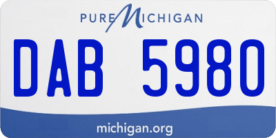 MI license plate DAB5980