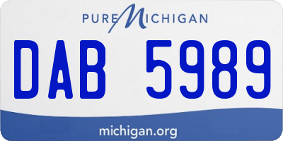 MI license plate DAB5989