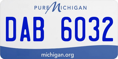 MI license plate DAB6032