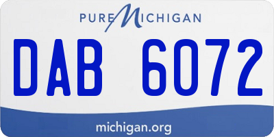 MI license plate DAB6072