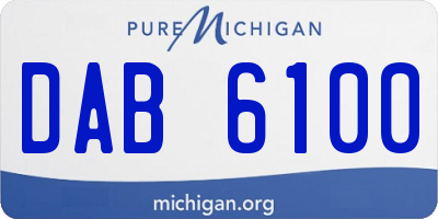 MI license plate DAB6100