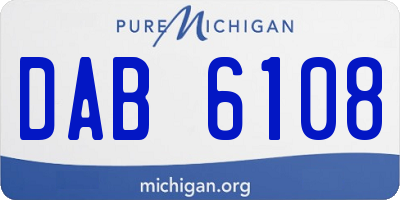 MI license plate DAB6108