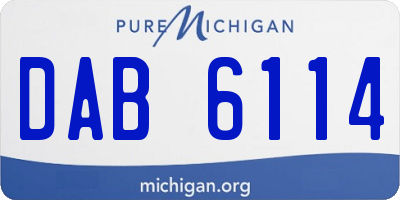 MI license plate DAB6114