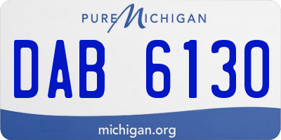 MI license plate DAB6130