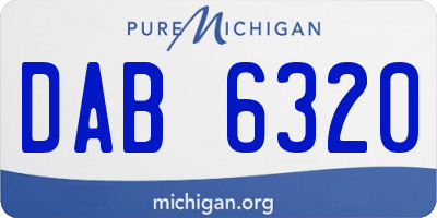 MI license plate DAB6320