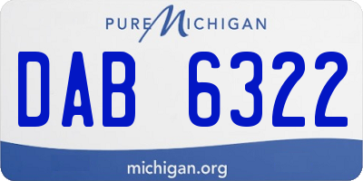 MI license plate DAB6322