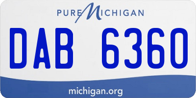 MI license plate DAB6360