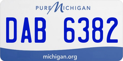 MI license plate DAB6382