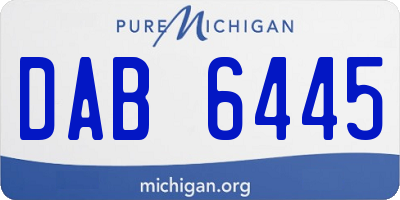 MI license plate DAB6445