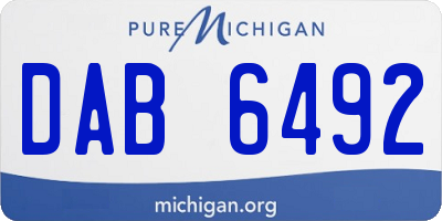 MI license plate DAB6492