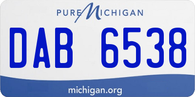 MI license plate DAB6538
