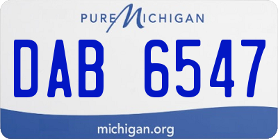 MI license plate DAB6547