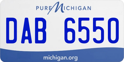 MI license plate DAB6550