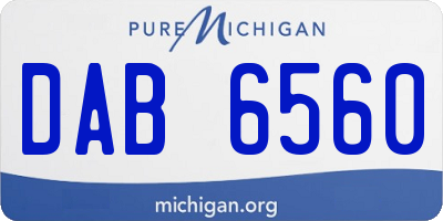 MI license plate DAB6560