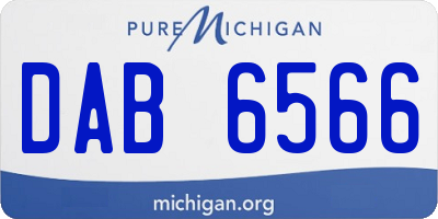 MI license plate DAB6566