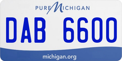 MI license plate DAB6600