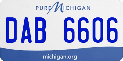 MI license plate DAB6606