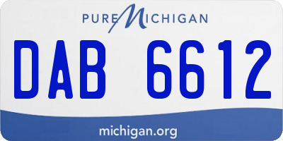 MI license plate DAB6612