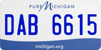 MI license plate DAB6615