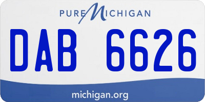 MI license plate DAB6626