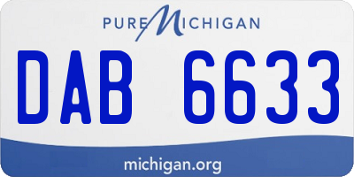 MI license plate DAB6633