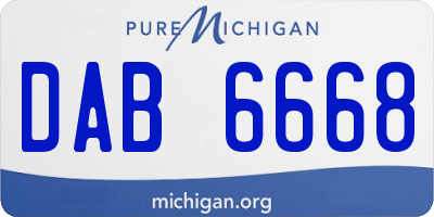 MI license plate DAB6668