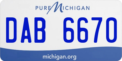 MI license plate DAB6670