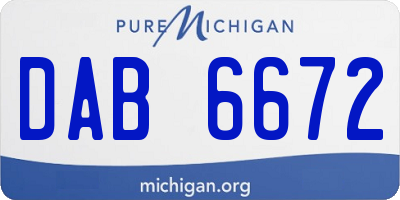 MI license plate DAB6672
