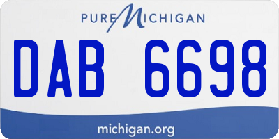 MI license plate DAB6698