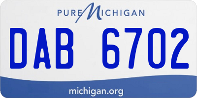 MI license plate DAB6702