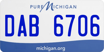 MI license plate DAB6706