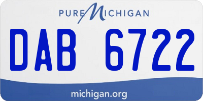 MI license plate DAB6722