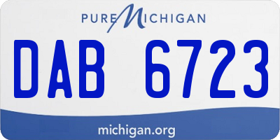 MI license plate DAB6723