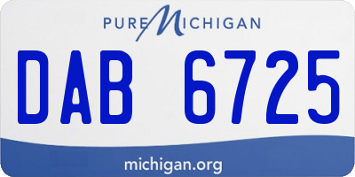 MI license plate DAB6725