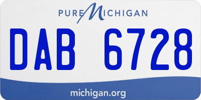 MI license plate DAB6728