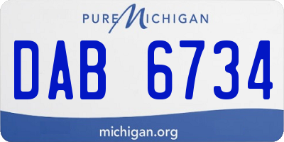 MI license plate DAB6734