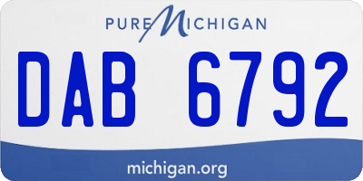 MI license plate DAB6792