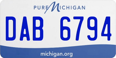 MI license plate DAB6794