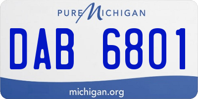 MI license plate DAB6801