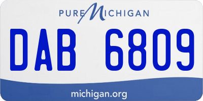 MI license plate DAB6809