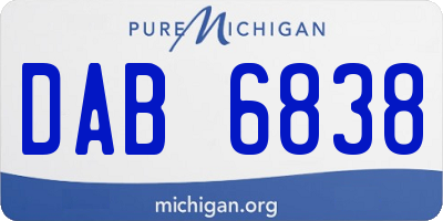 MI license plate DAB6838