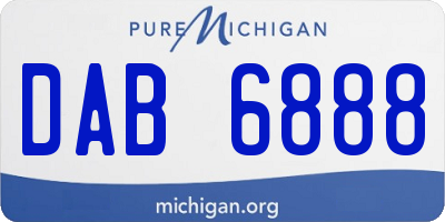 MI license plate DAB6888